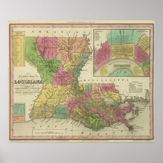 Poster Nouvelle Carte De Louisiane 2 (Devant)