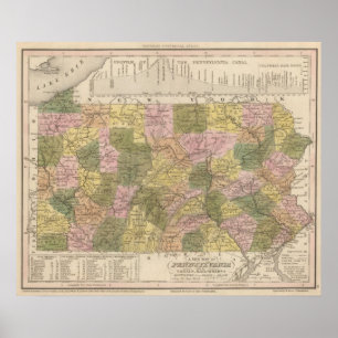 Poster Nouvelle carte de Pennsylvanie