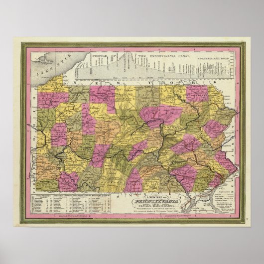 Poster Nouvelle Carte De Pennsylvanie 2 (Devant)