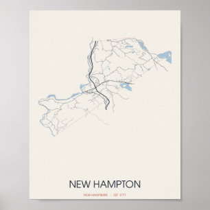 Poster Nouvelle carte de rue de New Hampton New Hampshire