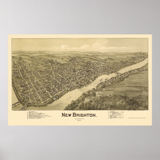 Poster Nouvelle carte panoramique de Brighton, PA - 1901 (Devant)
