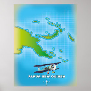 Poster nouvelle carte papoue guinée.