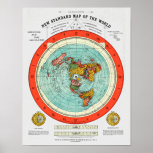 Poster Nouvelle carte standard de la Terre plate