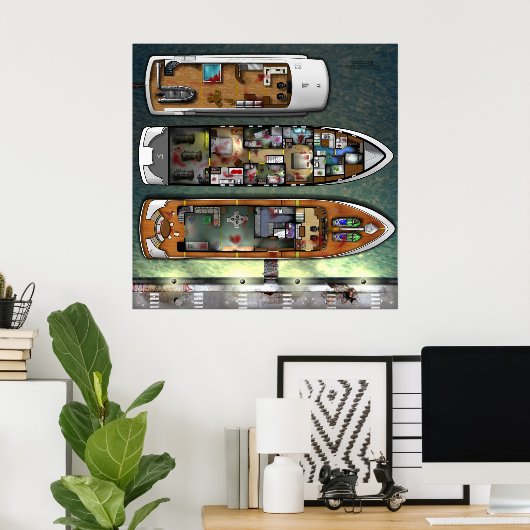 Poster Nouvelle conception de yacht (Bureau à domicile)