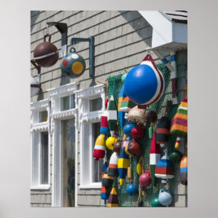 Poster Nouvelle-Écosse, Canada. Boutique de bouées à Blue