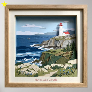 Poster Nouvelle-Écosse Canada Collage de papier Diorama