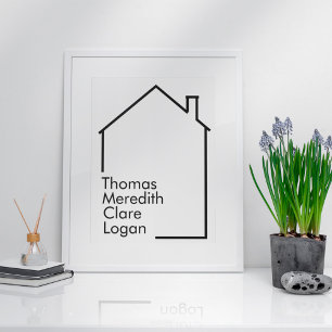Poster Nouvelle famille minimaliste avec des noms