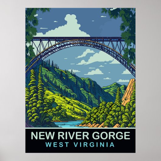 Poster Nouvelle Gorge fluviale, Pont, WV, Voyage (Devant)