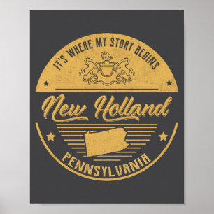 Poster Nouvelle-Hollande Pennsylvanie C'est où mon histoi