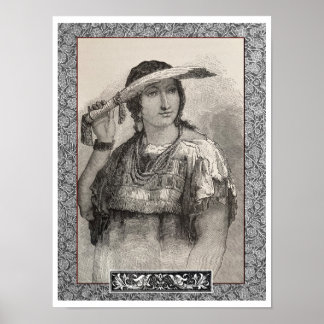 Poster NOUVELLE IMPRIMER c 1800s FEMME AMÉRICAINE