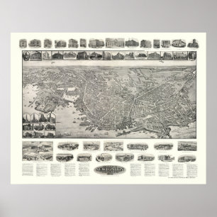 Poster Nouvelle Londres, carte panoramique de CT - 1911