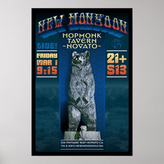 Poster Nouvelle Monsoon Hopmonk Tavern Novato CA 2013 Pos (Devant)