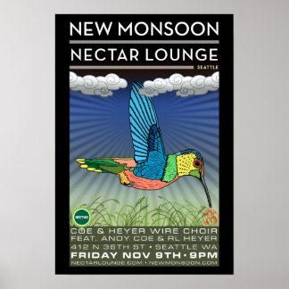 Poster Nouvelle Monsoon Nectar Lounge Seattle WA 2012 Pos
