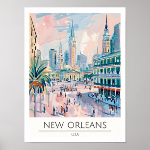 Poster Nouvelle-Orléans États-Unis Illustration d'art vin
