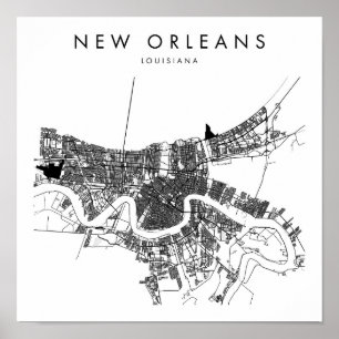Poster Nouvelle-Orléans Louisiane Minimal Moderne Plan de