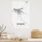 Poster Nouvelle-Orléans, Louisiane (noir sur blanc) (Cuisine)