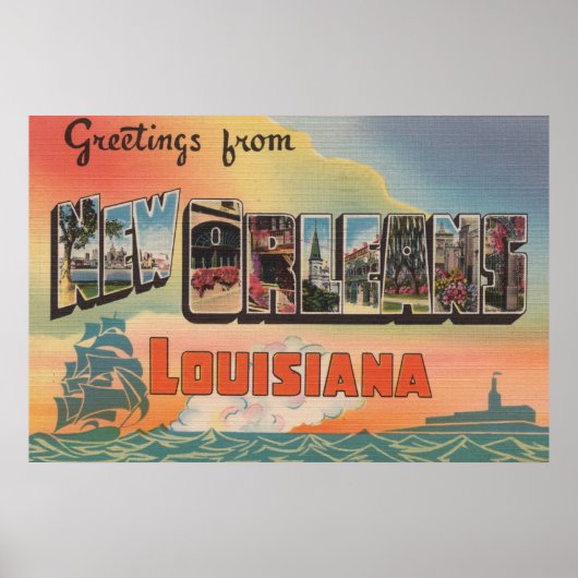 Poster Nouvelle-Orléans, Louisiane - Scènes de grandes le (Devant)