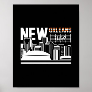 Poster Nouvelle-Orléans Louisiane Skyline Voyage GraphicD