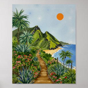 Poster Nouvelle Pali Coast Kauai Hawaii Aquarelle