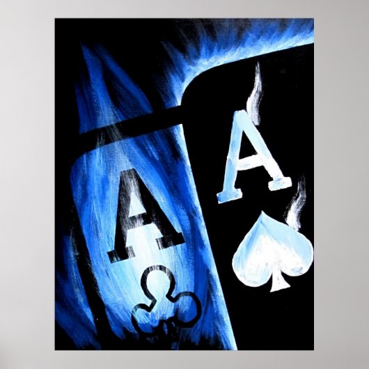 POSTER NOUVELLE POCKET BLEU PLUS GRANDE ACES POKER ART (Devant)