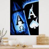 POSTER NOUVELLE POCKET BLEU PLUS GRANDE ACES POKER ART (Cuisine)