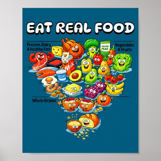 Poster Nouvelle pyramide alimentaire Manger de vrais carn (Devant)