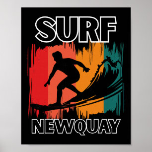 Poster Nouvelle rétro surf de Newquay Cornwall surf et am