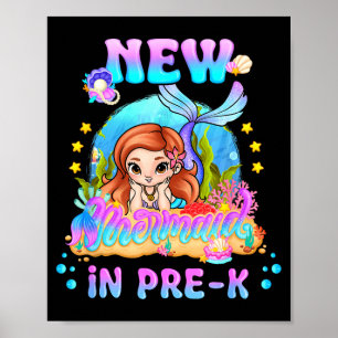Poster Nouvelle sirène en pré-maternelle mignonne rentrée