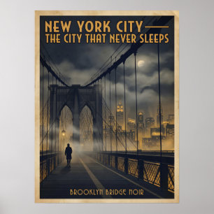 Poster Nouvelle Ville de New York Pont de Brooklyn Noir V