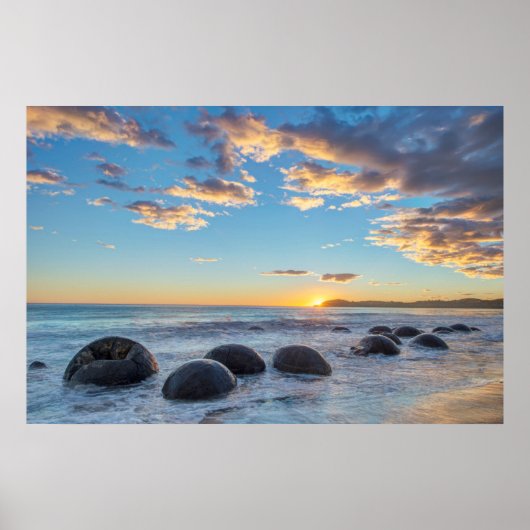 Poster Nouvelle-Zélande, Île du Sud, Moeraki Boulders (Devant)