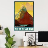 Poster Nouvelle-Zélande ~ Miter Peak Canvas. (Bureau à domicile)