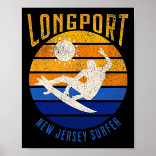 Poster Nouvelles Jersey Surfeur Longport Nj Plages de sur
