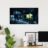 Poster 'Nouvelles Nighthawawwings au Café Terrace en hive (Bureau à domicile)