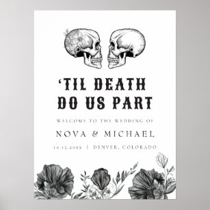 Poster NOVA Gothique Floral Crâne jusqu'à la mort Mariage