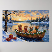 Poster Nova Scotia Duck Tolling Retriever Christmas Boat (Devant)