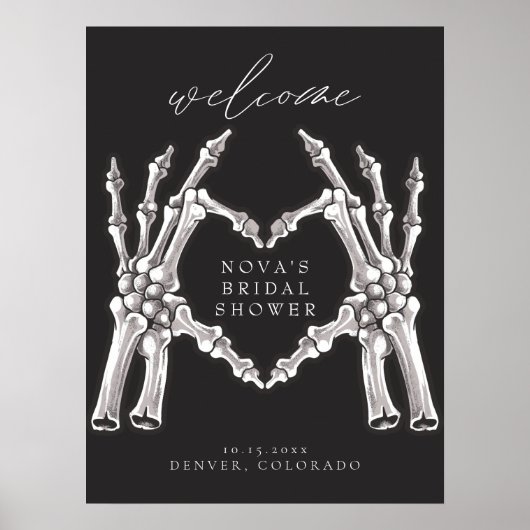 Poster NOVA Skeleton Heart Hands Fête des mariées Welcome (Devant)
