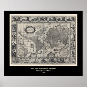 Poster Nova totius terrarum, 1606 Carte du monde antique