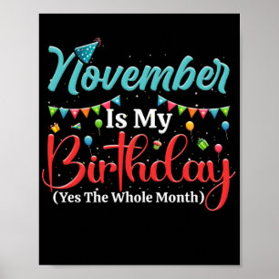 Poster Novembre Est Mon Anniversaire Le Mois Entier Novem