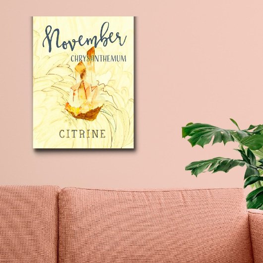 Poster Novembre Fleur d'anniversaire et Pierre d'annivers