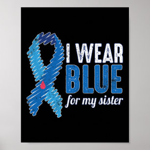 Poster Novembre T1D Sensibilisation Ruban Bleu Pour Soeur