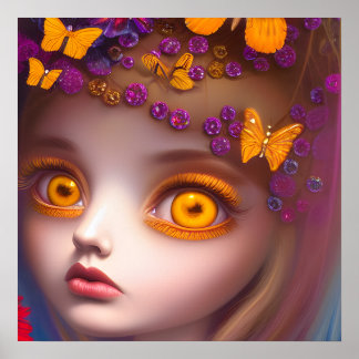 Poster Novembre Topaz Eyes Birthstone Butterfly Girl