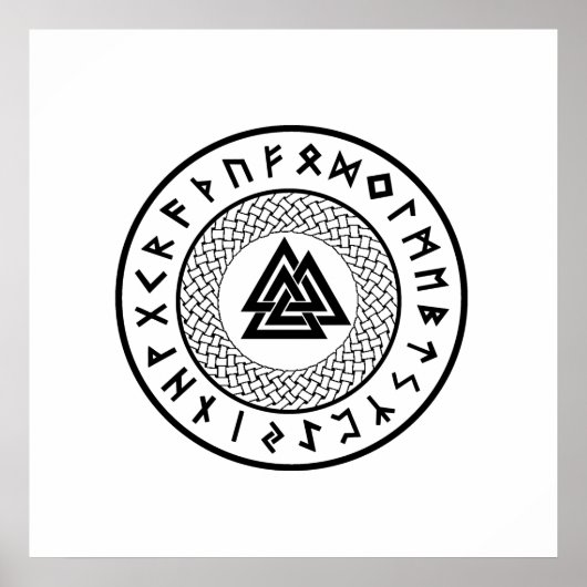 Poster Noyer noir - Noeud de bois - Rune d'odin (Devant)