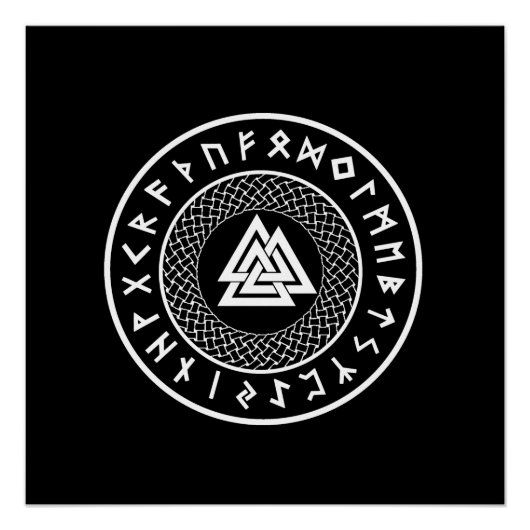 Poster Noyer noir - Noeud de bois - Rune d'odin (Devant)