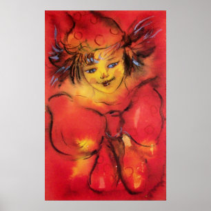 POSTER NUAGE AVEC RIBBON ROUGE