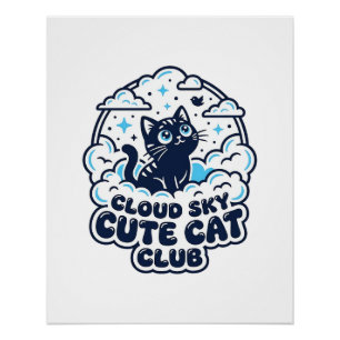 Poster Nuage Ciel Mignon Chat Amoureux de Chats T-Shirt A