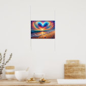 Poster Nuage de coeur arc-en-ciel sur la plage (Cuisine)