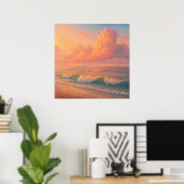 Poster Nuage de mer au coucher du soleil - Style de peint (Bureau à domicile)