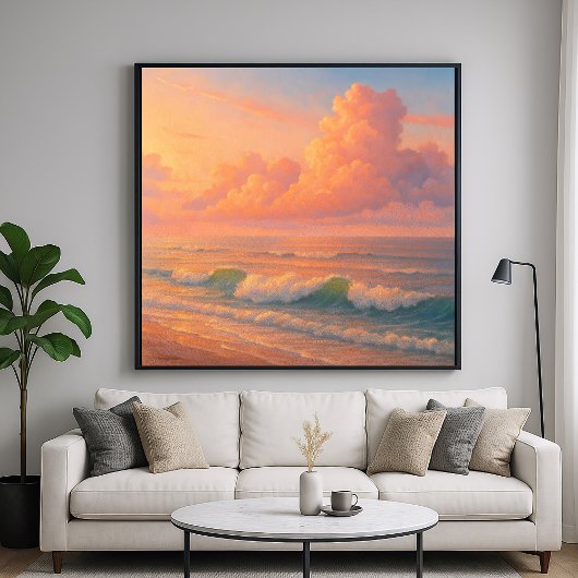 Poster Nuage de mer au coucher du soleil - Style de peint
