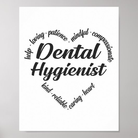 Poster Nuage de mots cardiaques hygiéniste dentaire (Devant)