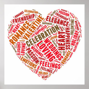 Poster Nuage de mots de forme cardiaque
